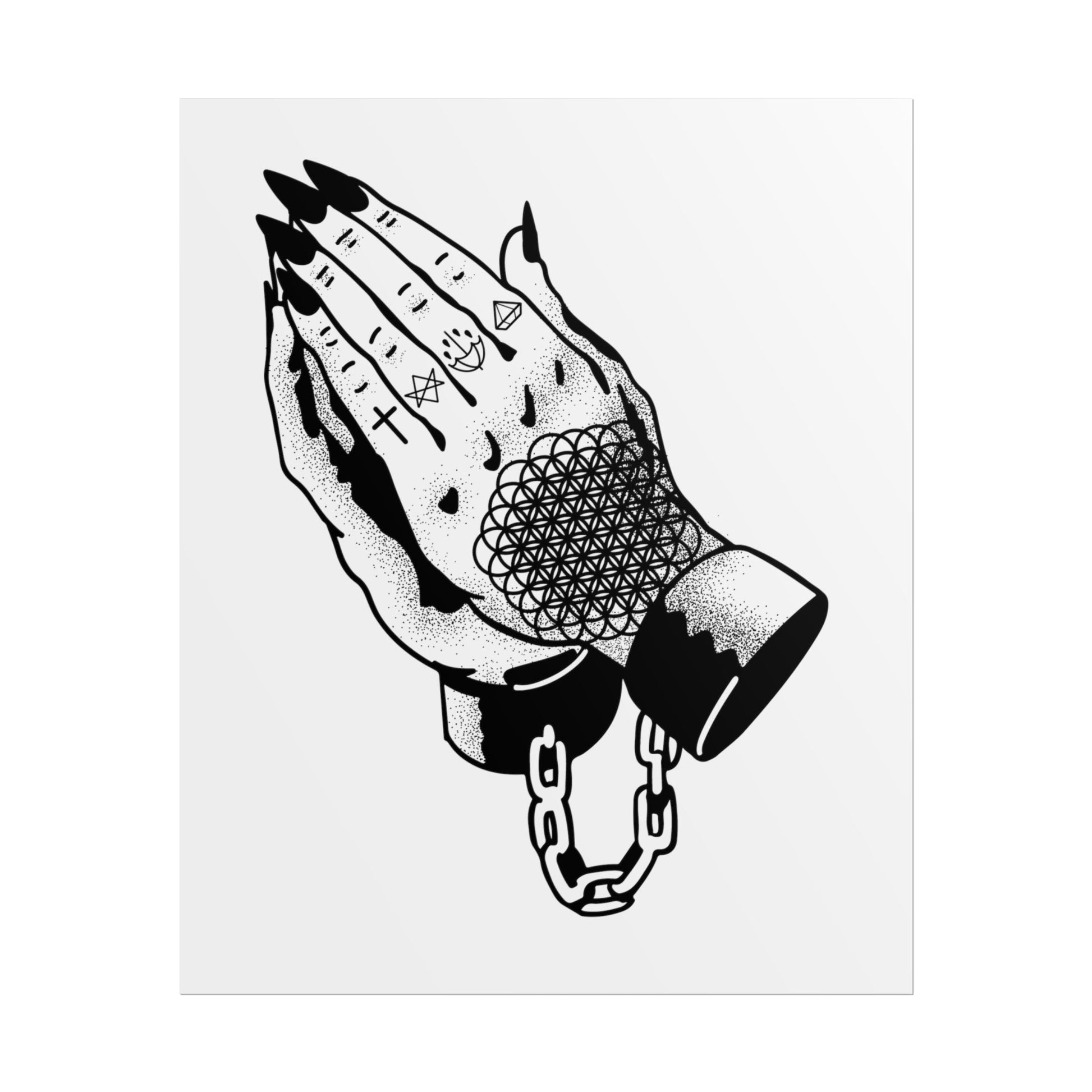 Bring Me The Horizon BMTH Symbol Tattoo Style Praying Hands Print - Poster - Rebel Alchemy