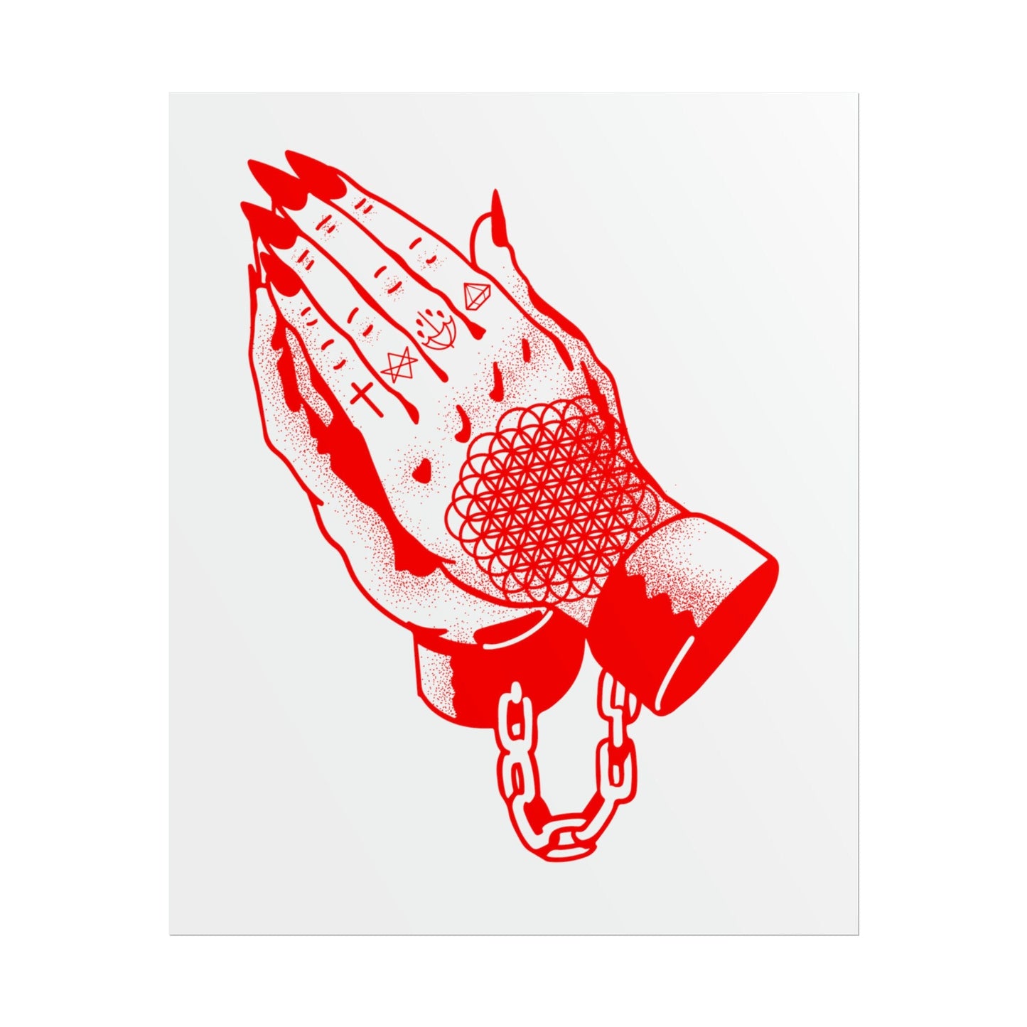 Bring Me The Horizon BMTH Symbol Tattoo Style Praying Hands Print - Poster - Rebel Alchemy