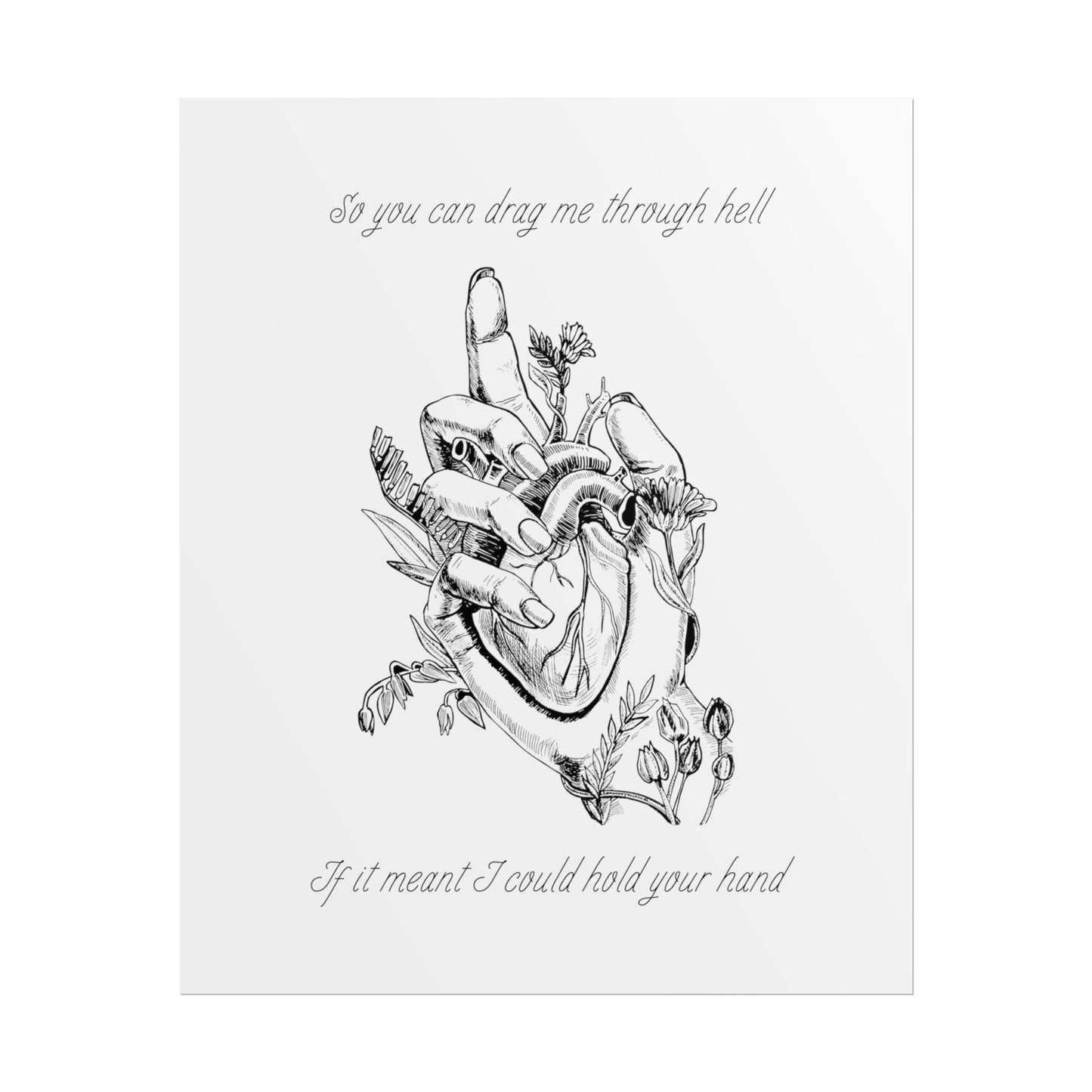 Heart in Hand Follow You Heart Inspired Lyric Quote Print - Poster - Rebel Alchemy