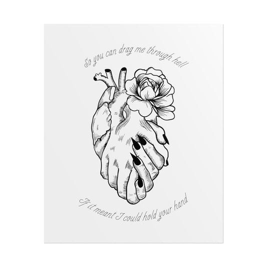 Holding Hands Heart BMTH Follow You Lyric Quote Print - Poster - Rebel Alchemy