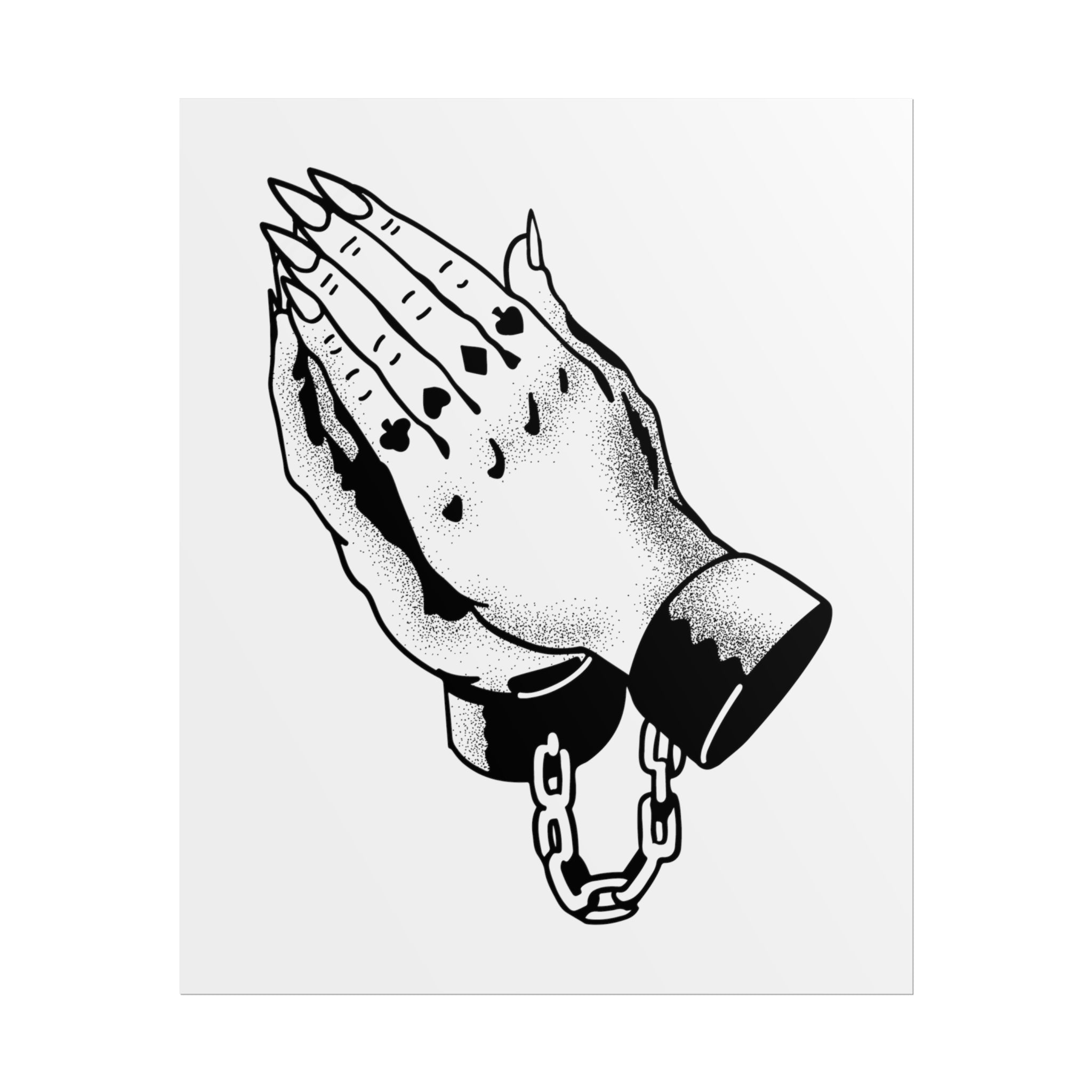 Praying Hands Tattoo Style Print